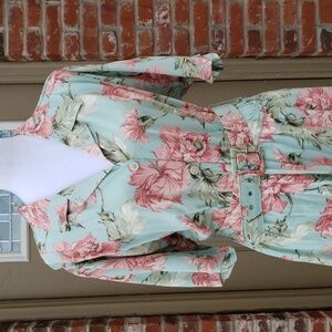 Vintage Carol Anderson Floral Shirtwaist Belted Dress Size 12 80s Cottagecore